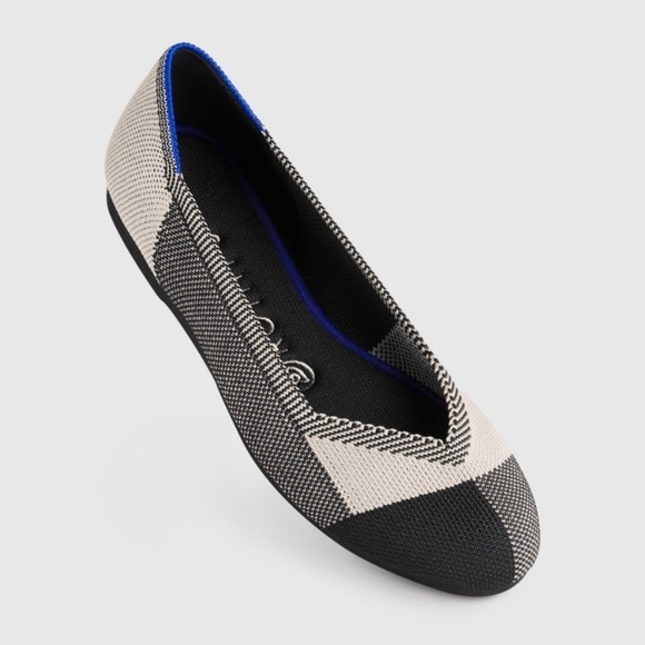 Rothy's Women's The Captoe Flat, Black / White Colorblock (Sz 8) - Picture 1 of 11